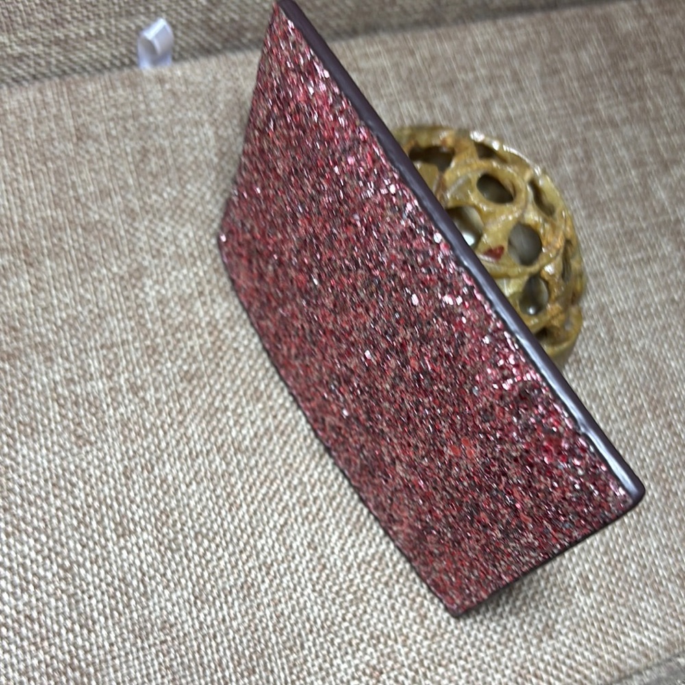Kate Spade Card Holder Blush Leather w Glitter Back 4 3/8Lx3”H Pink Interior - Picture 11 of 17